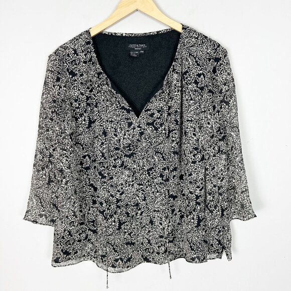 Vintage Cynthia Howie Silk Floral Top Boho Wide Sleeve Size 14W Women's - Picture 1 of 4